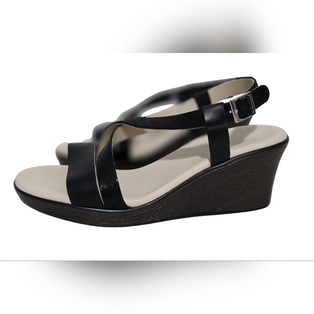 SAS Delight Cross Strap Wedge Sandal 8 1/2 WW NWOT Black - Picture 6 of 16
